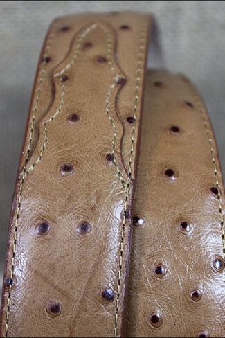 Tony Lama Men's Ostrich Print Black Western Belt in Saudi Arabia