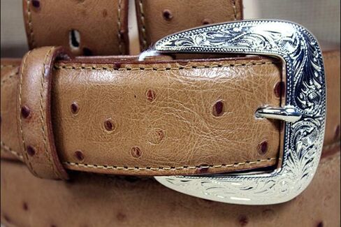 Tony Lama Men's Ostrich Print Black Western Belt in Saudi Arabia