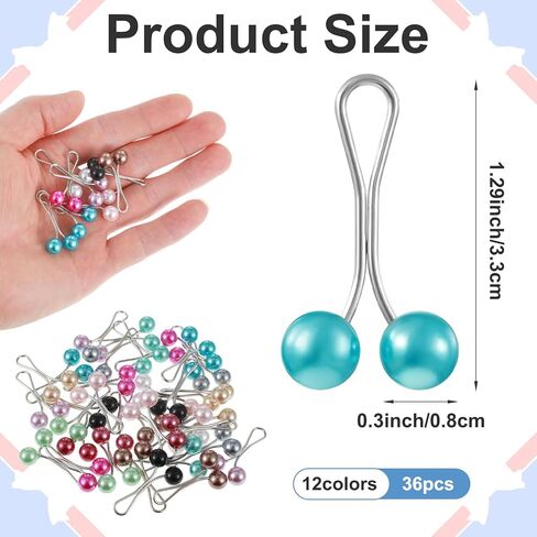 36PCS Hijab Pins Clips for Women, 12 Colors Muslim Hijabs Scarf Pin Pearl Headscarf Safety Pins Buttons for Scarves Shawl Sweater Brooch Pin Boutonniere Wedding Dress Accessories in Saudi Arabia