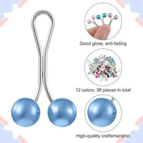 36PCS Hijab Pins Clips for Women, 12 Colors Muslim Hijabs Scarf Pin Pearl Headscarf Safety Pins Buttons for Scarves Shawl Sweater Brooch Pin Boutonniere Wedding Dress Accessories in Saudi Arabia