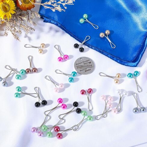 36PCS Hijab Pins Clips for Women, 12 Colors Muslim Hijabs Scarf Pin Pearl Headscarf Safety Pins Buttons for Scarves Shawl Sweater Brooch Pin Boutonniere Wedding Dress Accessories in Saudi Arabia