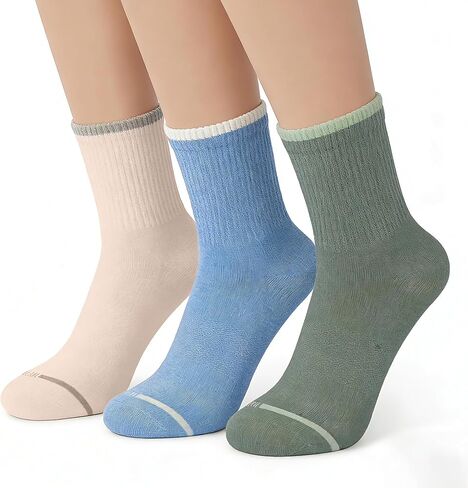 netdraw Women's Super Soft Bamboo Viscose Mini Crew Socks Arch Support Breathable Seamless Reinforced Toe Socks 3 Pack in Kuwait