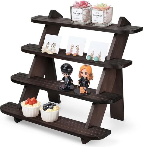 Wooden Display Riser Stand, Cologne Organizer for Men - Farmhouse Rustic Table Riser for Jewelry, Perfume, Cupcakes, Vendor Booths, Spices & Home Decor（Natural Brown） in Saudi Arabia