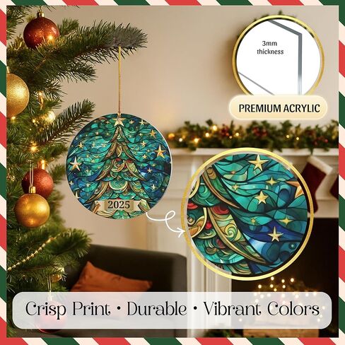 Christmas Ornaments 2025 – Elegant Holiday Decoration, Collectible Christmas Ornaments for Tree, Acrylic Suncatcher Gifts Exchange, Unique 2025 Xmas Ornaments for Christmas Tree,Christmas Decoration in Saudi Arabia