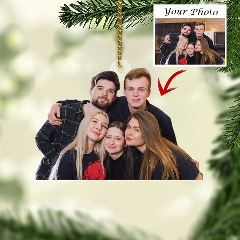 Customized Photo Ornament for Xmas Tree 2D, Personalized Christmas Ornament with Photo, Xmas Family Friend Gifts, Custom Picture Family Christmas Ornament 2025, Hanging Christmas Decor in Kuwait