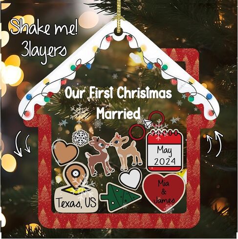 Baby's First Christmas Ornament 2025 - Personalized First Christmas Ornament, Shaker 3 Layer Baby Ornaments, 5'' Wooden & Acrylic, Babies 1st Christmas, Keepsake Baby Gifts, Newborn Photo Prop in Saudi Arabia