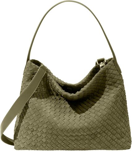 Women's Braided Leather Tote Bag Stylish Suede Hobo Shoulder Bag with Woven Details in Kuwait