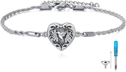 ONEFINITY Hummingbird Urn Bracelet for Ashes 925 Sterling Silver Silver Heart Ashes Bracelet Cremation Jewelry for Ashes Memory Jewelry for Women in Saudi Arabia