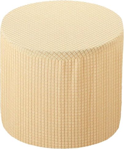 uxcell Ottoman Cover Round, Stretch Ottoman Slipcover Fit Diameter 9.8"-12.6", Non-Slip Footstool Protector Cover for Bedroom Living Room Black in Saudi Arabia