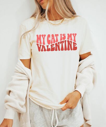 My Cat is My Valentine Funny Valentine's Day Shirt for Adults for Parties in Saudi Arabia