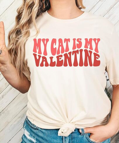 My Cat is My Valentine Funny Valentine's Day Shirt for Adults for Parties in Saudi Arabia