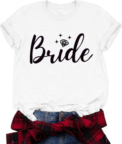 Bride Shirt for Womens Bridesmaid T-Shirt Bachelorette Party Tee Tops in Saudi Arabia