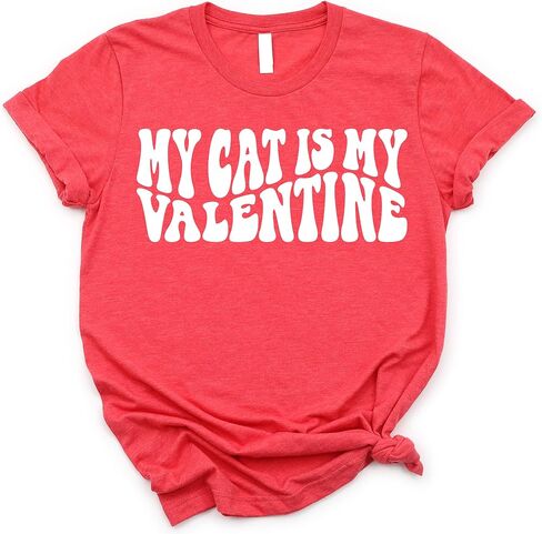 My Cat is My Valentine Funny Valentine's Day Shirt for Adults for Parties in Saudi Arabia