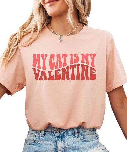 My Cat is My Valentine Funny Valentine's Day Shirt for Adults for Parties in Saudi Arabia