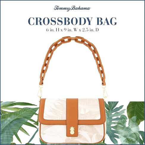 Tommy Bahama Women's Crossbody Bag Purse, Floral Canvas Flap Small Shoulder Handbag with Adjustable Strap and Leather Trim, Multi in Saudi Arabia