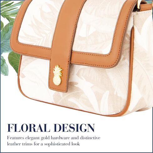 Tommy Bahama Women's Crossbody Bag Purse, Floral Canvas Flap Small Shoulder Handbag with Adjustable Strap and Leather Trim, Multi in Saudi Arabia
