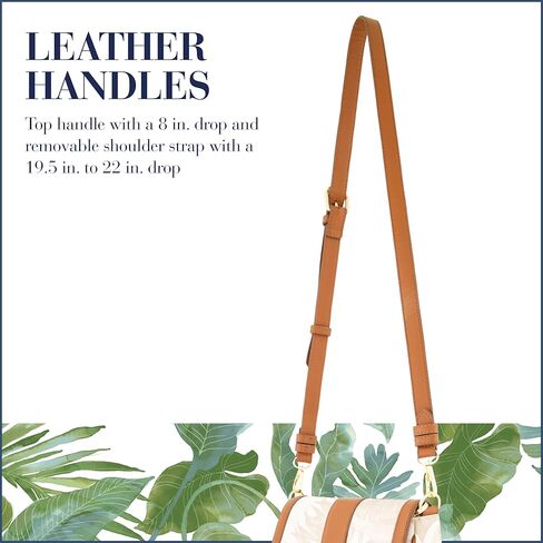 Tommy Bahama Women's Crossbody Bag Purse, Floral Canvas Flap Small Shoulder Handbag with Adjustable Strap and Leather Trim, Multi in Saudi Arabia