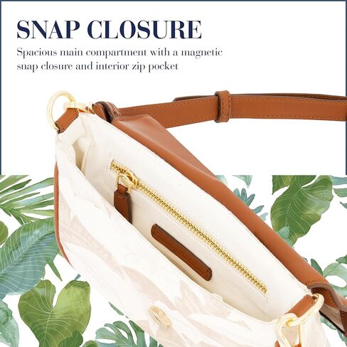 Tommy Bahama Women's Crossbody Bag Purse, Floral Canvas Flap Small Shoulder Handbag with Adjustable Strap and Leather Trim, Multi in Saudi Arabia