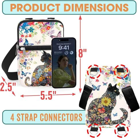 Waterproof Crossbody Phone Purse. Cell Phone Bag for Women. Gift for Cat Lover and Owner. in Saudi Arabia