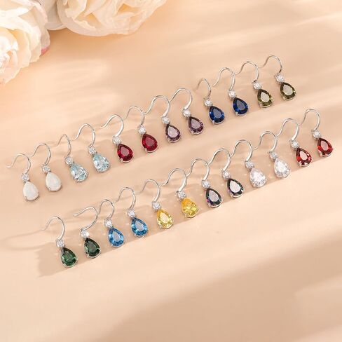 Teardrop Dangle Drop Earrings -925 Sterling Silver Birthstone Earring Jewelry Birthday Gifts for Women,Girlfriend,Wife,Mom - Graduation, Friendship,Birthday, Anniversary in Saudi Arabia