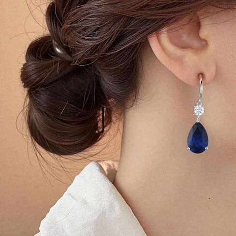 Teardrop Dangle Drop Earrings -925 Sterling Silver Birthstone Earring Jewelry Birthday Gifts for Women,Girlfriend,Wife,Mom - Graduation, Friendship,Birthday, Anniversary in Saudi Arabia