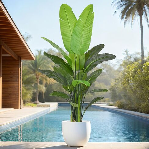 شجرة طائر الجنة الاصطناعية بطول 7 أقدام (84 بوصة) أشجار صناعية كبيرة طويلة بأوراق واقعية، نباتات صناعية بوعاء أرضية وهمية للمنزل والمكتب وغرفة المعيشة والحديقة وديكور داخلي وخارجي (7 أقدام، عبوة واحدة) in Kuwait