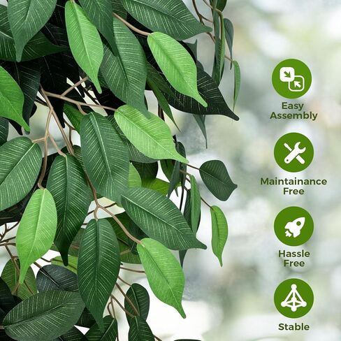 5FT Artificial Ficus Tree, Tall Faux Trees Indoor with White Planter, Dried Moss, Natural Silk Leaves & Trunk, Fake Plants for Home Living Room Office Corner Decor Housewarming Gift in Saudi Arabia