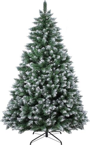 7.5FT 1,800 Tips Artificial Christmas Pine Tree Fake Xmas Spruce Trees Holiday Decoration with Metal Stand Easy Assembly for Outdoor and Indoor Decor White in Kuwait