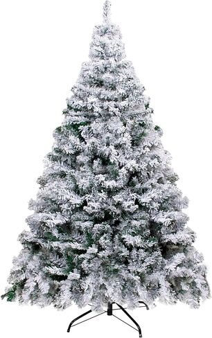 7.5FT 1,800 Tips Artificial Christmas Pine Tree Fake Xmas Spruce Trees Holiday Decoration with Metal Stand Easy Assembly for Outdoor and Indoor Decor White in Kuwait