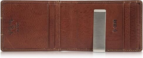 محفظة توني بيروتي من الجلد الإيطالي رفيعة بمشبك نقود للرجال - محفظة RFID ثنائية الطي رفيعة للغاية مع فتحات لبطاقة الائتمان - جلد محبب بالكامل مدبوغ صديق للبيئة صنع في إيطاليا in Kuwait