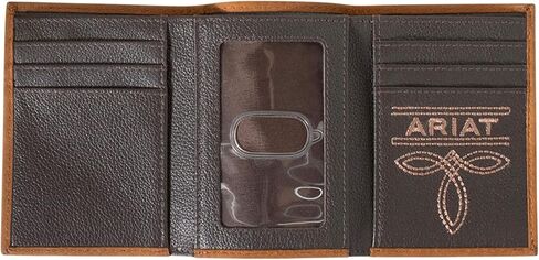 ARIAT Trifold Southwest Red/Turquoise Accent Wallet, Aged Black in Saudi Arabia