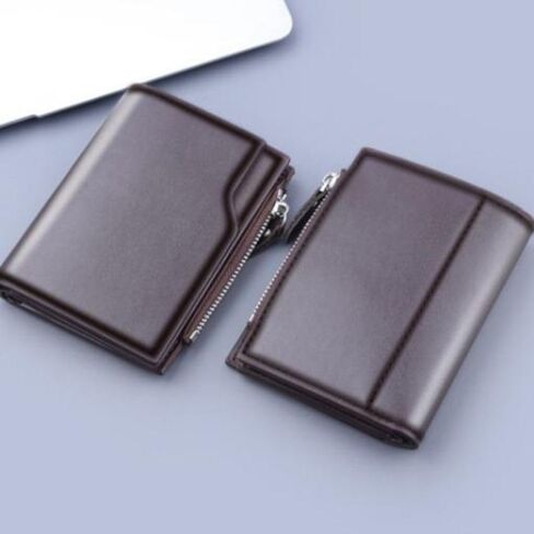 Clutch Bag Solid Color Vintage PU Short Purses Zipper Men's Wallet Male(Black) in Saudi Arabia