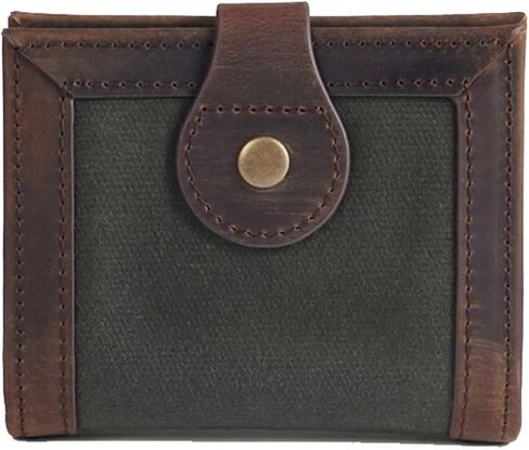 Pendleton Odyssey Bi-fold Wallet, Brown Leather Trim, Waxed Canvas, Green, RFID Protection, 4 x 3.5 Inch, Multiple Card Slots in Saudi Arabia