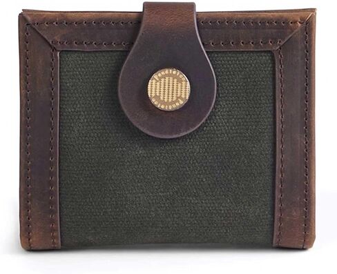 Pendleton Odyssey Bi-fold Wallet, Brown Leather Trim, Waxed Canvas, Green, RFID Protection, 4 x 3.5 Inch, Multiple Card Slots in Saudi Arabia