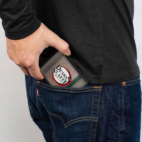 Demon Slayer Wallet, Bifold, Demon Slayer Tanjiro Kamado Pose and Title Logo Reds, Vegan Leather in Saudi Arabia