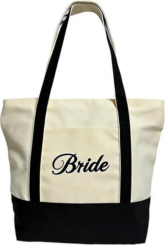 Bride Tote Bag Canvas Handbag Shoulder Bag Bridal Shower Gifts for Bride to be Wedding Engagement Honeymoon Travel in Saudi Arabia