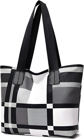Designer Purses and Handbags for Women Color Combination Checkered Pattern Shoulder Bag Large Top Handle Tote in Saudi Arabia