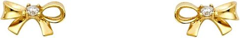 Wellingsale 14K الذهب الأصفر المصقول ربطة أقراط مع المسمار مرة أخرى in Saudi Arabia