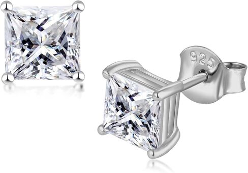 أقراط الأميرة قطع مويسانيتي للنساء والرجال 925 فضة 18K مطلية بالذهب الأبيض أقراط على شكل مربع in Saudi Arabia