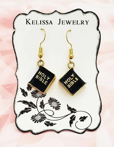 أقراط الكتاب المقدس، أقراط الكتاب المقدس باللونين الأسود والذهبي، الكتاب الجيد، الأقراط الدينية in Kuwait