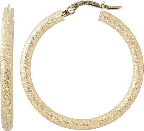 Kooljewelry 10k الذهب الأصفر 2.5x25 ملم زجاج الانفجار إنهاء هوب الأقراط in Saudi Arabia