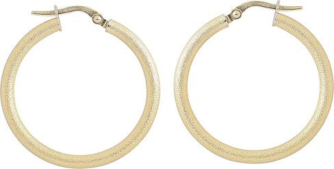 Kooljewelry 10k الذهب الأصفر 2.5x25 ملم زجاج الانفجار إنهاء هوب الأقراط in Saudi Arabia