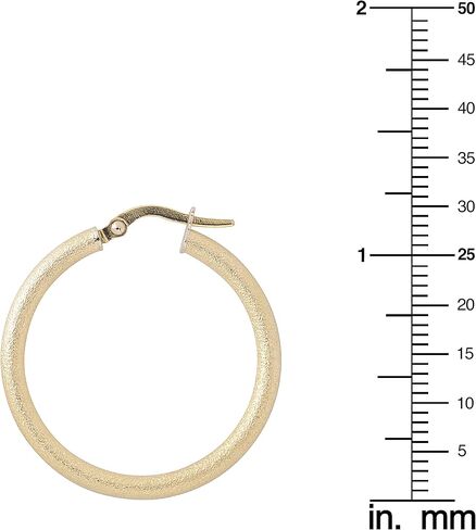 Kooljewelry 10k الذهب الأصفر 2.5x25 ملم زجاج الانفجار إنهاء هوب الأقراط in Saudi Arabia