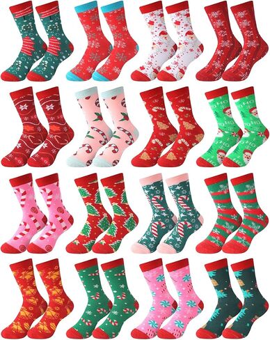 16/24/48/72 Pcs Christmas Socks Bulk for Men Women Novelty Winter Warm Xmas Holiday Santa Snowflakes Claus Stocking in Saudi Arabia