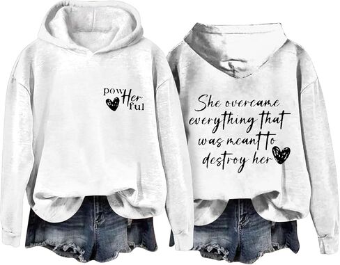 She Overcame Everything That Was Meant To Destroy Her,Women Powherful Hoodie Sweatshirt Casual Crewneck Pullover Tops in Saudi Arabia