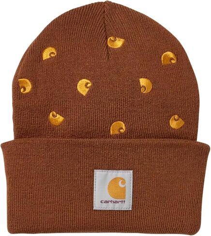 Carhartt Unisex Adult Brown Beanie with Yellow 'C' Knit, One Size in Saudi Arabia