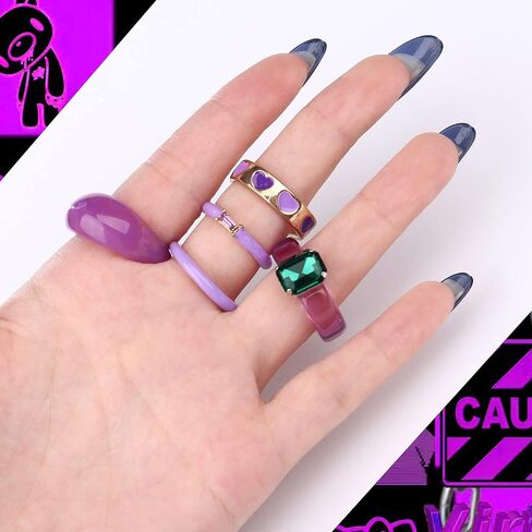 12Pcs Chunky Rings Colorful Rings for Women Acrylic Resin Rings Aesthetic Gold Cute Trendy Funky Statement Stackable Finger Knuckle Rings Aesthetic Jewelry in Saudi Arabia