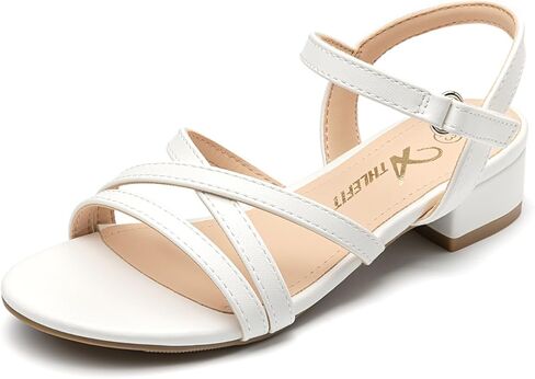 Athlefit Girls Sandals Low Heels Open Toe Flower Girl Dress Shoes Party Wedding for Toddler Little Big Kid in Saudi Arabia