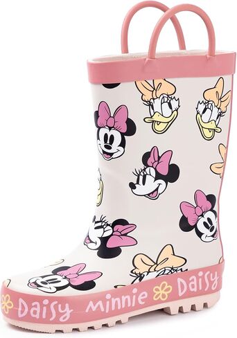 Disney Minnie Mouse & Daisy Duck Girls Pink Waterproof Boots with Handles | Easy Pull-On Design Rainy Weather in Saudi Arabia