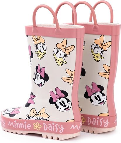 Disney Minnie Mouse & Daisy Duck Girls Pink Waterproof Boots with Handles | Easy Pull-On Design Rainy Weather in Saudi Arabia